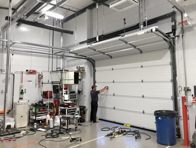 Fort Carson Garage Door Repair certified technician performing commercial door repair at a Fort Carson business facility