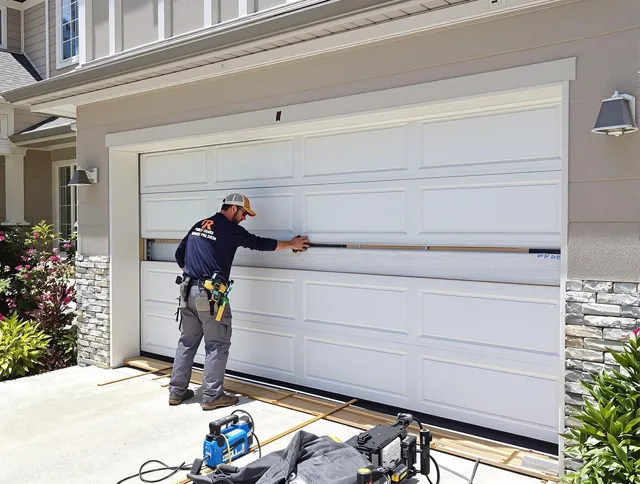 Fort Carson Garage Door Repair team performing complete garage door replacement at Fort Carson residence