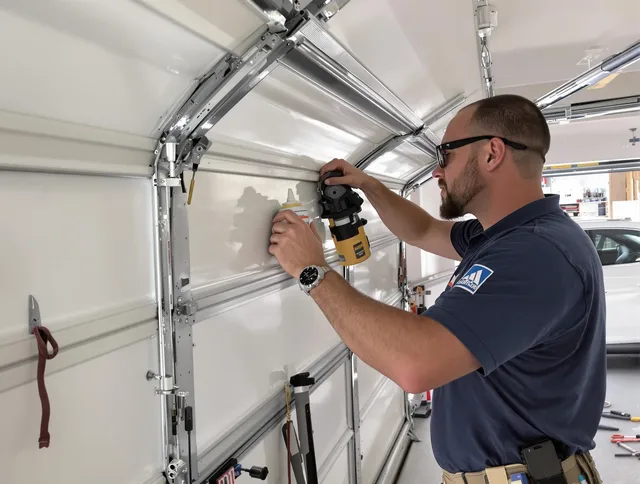 Fort Carson Garage Door Repair technician quieting a noisy garage door in Fort Carson