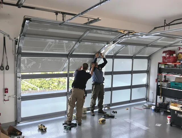 Fort Carson Garage Door Repair expert performing precise panel replacement on Fort Carson garage door